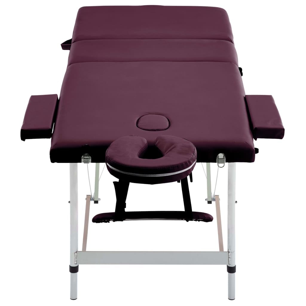 Genérico Camilla de Masaje Plegable 3 Zonas Aluminio Morado Vino,Salud y Belleza,Cuidado Personal,Masaje y relajación,Mesas de masaje-110199