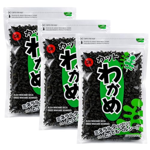 Sushi King Alga Wakame Deshidratada 100g – Wakame Seca para Sopa Miso, Ramen, Sushi y Ensaladas Asiáticas - Pack Laborawi (3 x 100g)