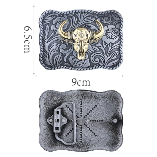 Image of Turquoise Belt Buckle for Men Western Texas Longhorn Bull Rodeo Belt Buckle American Cowboy Chic Gift