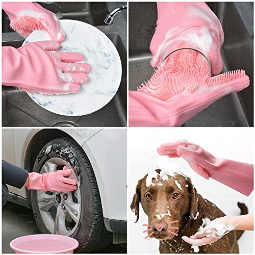 Image of IRONFIX 2 pair NS Hand Gloves | Silicone Gloves for Kitchen, Gloves for Washing Utensils | Silicone Gloves for Cleaning, Washing Dish, Car, Bathroom (1 Pair) Multicolor (2 Pair)