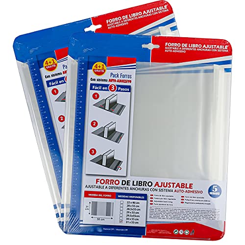 10 Buchumschlag 31x55cm selbstklebend und verstellbar transparent, 10 Stück Buchhülle,Heft-Hüllen einfach und bequem zu bedienen