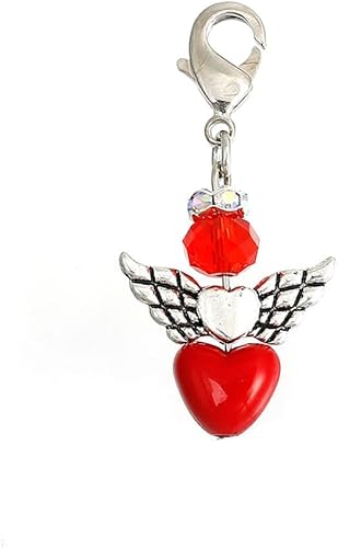 Sexy Sparkles Colgante con clip de ala de ángel guardián rojo, con cuentas de acrílico y vidrio, Acrílico, vidrio, latón