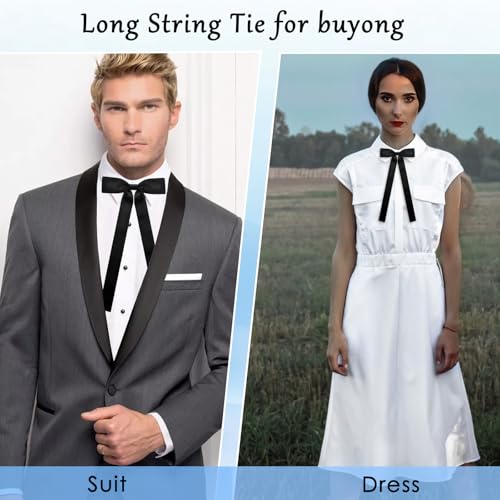 Image of Luckyvestir Mens Bow Tie, Western Ties for Men, Black Bowtie for Women, String Colonel Ribbon Tie for Party Prom Wedding
