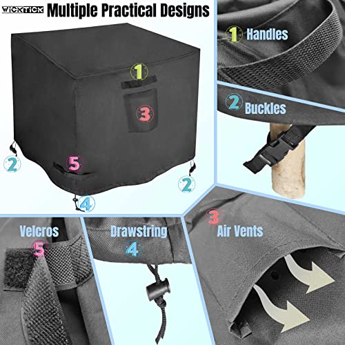 Wicktick Square Gas Fire Pit Cover 30 X 30 X 25 Inch - Waterproof & 600D Heavy Duty Fire Table Cover For 28X28, 30X30 Inch Patio Tall Propane Firepits #TOP3