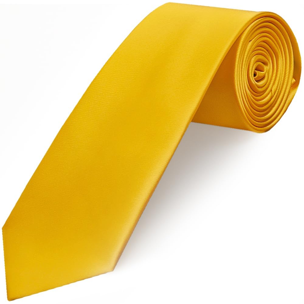 Plain Yellow Satin Classic Men's Tie Wedding Christening Formal Prom Regular Tie