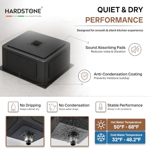 Image of HARDSTONE Premium Kitchen Sink | Single Bowl 16x18x9 Inch | Handmade Heavy Duty Stainless Steel Wash Basin with Matte Rose Gold Finish | Includes Waste Hose Pipe, Coupling & Drying Rack | Rose Gold