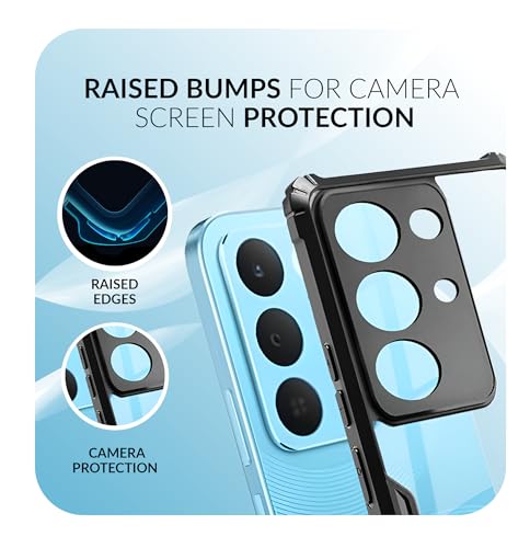 Image of Back Cover Case + Screen Protector for Realme 15x 5G | Transparent Black | TPU & PC Anti Yellow Mobile Phone Case Cover for Realme 15 x /Realme 15x 5G | 360 Degree Protection