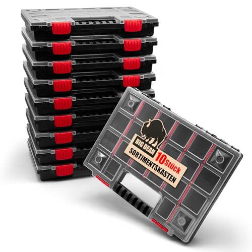 10 Stück XL Sortierbox Sortimentskasten mit flexibler Einteilung MADE IN EUROPE