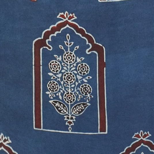 Image of Ethnics of Kutch Women's Ajrakh Modal Silk Natural Dye Hand Block Print Unstitched Kurta Fabric Mtr Length (2.5 Mtrs - Indigo 1710AD)