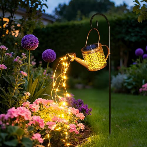 1 Pack Solar Watering Can Lantern Hanging Light Outdoor Waterproof Hanging Lantern Decorative Garden Decoration Gift for Women Mom