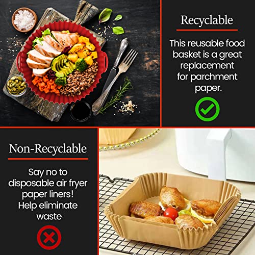 Air Fryer Silicone Liners (2 Pack) - Reusable 7.5 Inch And 8.5 Inch Round Silicon Liner Pot - Airfryer Basket Accessories #TOP5