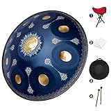 GLADFRESIT Handpan 22-inch, 9 notes, Palace Blue, tuned to 432Hz, comes with a handpan backpack, stand, two mallets, and cleaning cloth. (Hofblau)
