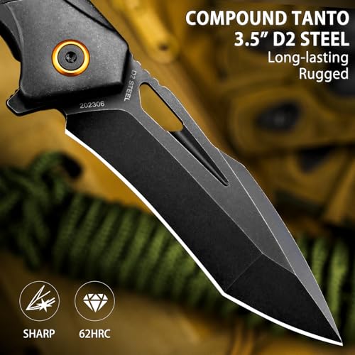 Image of LOTHAR Lich King Folding Pocket Knife, Tactical Pocket Knife for Men Women | 3.5 inch D2 Steel Cool Knife, Sharp Camping Survival Hiking Knives with G10 Handle, Birthday Retirement Gifts for Men Him Her