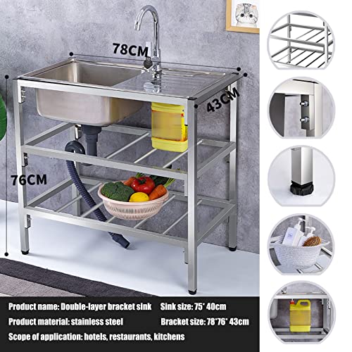 Plan de travail en acier inoxydable et lavabo avec robinet d'eau chaude - 4