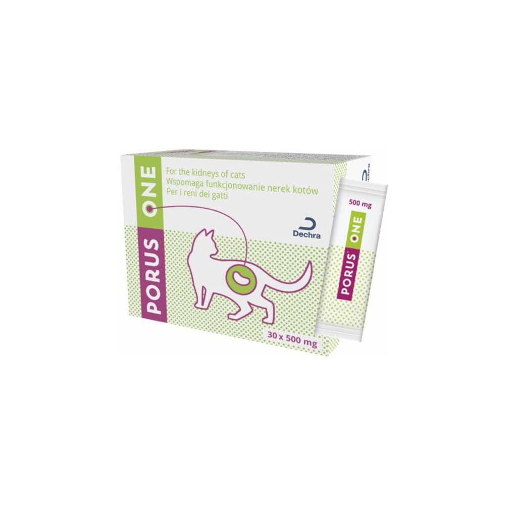 Porus One | 30 x 500 MG | Complément Alimentaire à Faible teneur en protéines | pour Chats souffrant de problèmes rénaux | pour réduire l'augmentation des toxines urémiques
