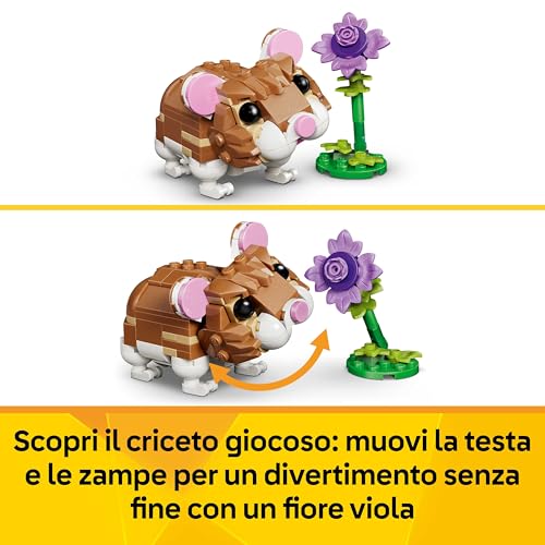 Creator 3 in 1 Simpatico Criceto con Fiore Giocattolo - Animale Trasformabile in Riccio o Aquila con Uovo - Decorazione Camera da Letto Fai da Te - Regalo per Bambine e Bambini da 7 Anni - 31376 - Lego - Immagine 3
