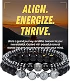 WestLuna Magnetic Hematite Bracelet for Women Men, Adjustable Black Obsidian Map Stone Beaded Bracelets for Lymph Drainage Slimming Crystal Chakra Energy Bracelet Set (Mapstone, Medium)