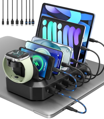 Unbranded 95W 6-Port USB Charging Station with GaN, Cables & Stands