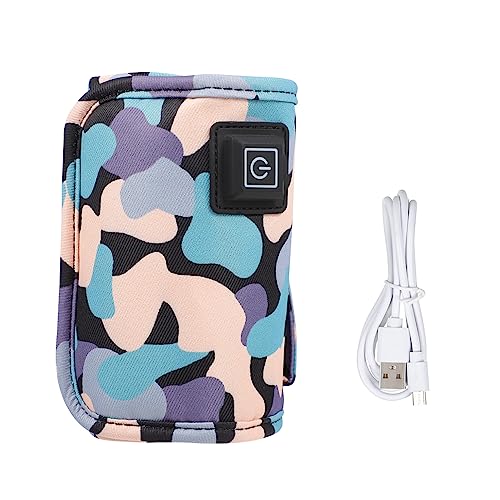 JOINPAYA 3 calentador de biberones recargable más cálido calentador de manga de botella estante cubre biberón recién nacido caliente USB tapa de biberón calentador de botellas paño Black