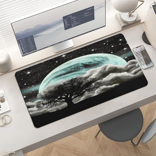 Starry Night Black Tree Art Desk Pad impermeable y antideslizante miniatura 6