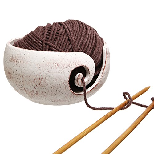 MyGift Cream Ceramic Tangle-Free Yarn Ball Bowl...
