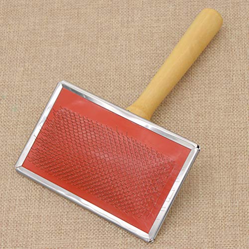 Kesheng Schaffell-Teppichbürste, Nadelkamm, Holzgriff, Haustierpflege für Haare, Haustierbürste, Schönheitsbürste, Hundezubehör