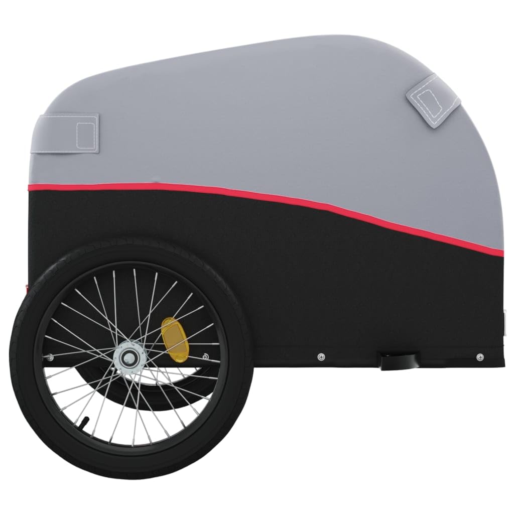 Remolque para bicicleta de hierro negro y rojo de 45 kg, remolque de carga para bicicletas, remolque grande para carga de bicicletas, carrito de almacenamiento de carga para bicicletas, portaequipaj
