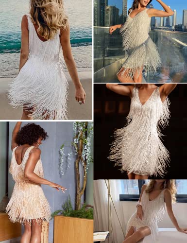 Vestidos de coquetel femininos estilo melindrosa, anos 20, Gatsby, com franjas, minivestidos de fest