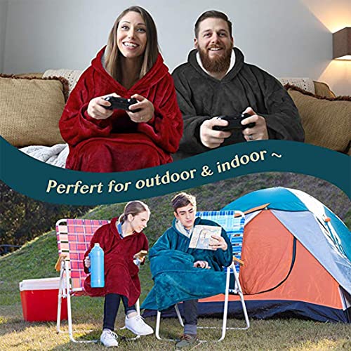 Image of Maharsh Oversized Hoodie Blanket Women Ultra Plush Fleece with Soft Sherpa Reversible Warm Cosy Comfy Wearable Hooded Giant Sweatshirt Throw for Girls Adults Men Boys Kids Big Pocket