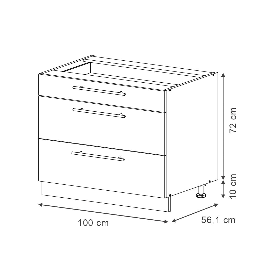 Vicco Küchenunterschrank Fame-Line, Goldkraft Eiche/Anthrazit, 100 cm, AP Anthrazit, zur Kombination mit weiteren Modulen der Fame-Line Serie
