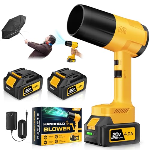 Leaf Blower Cordless, Handheld Leaf Blower with 2 Battery and Charger, 6 Speed Modes, Lightweight Blower for Patio, Lawn, Yard, Dust, Blowing Leaves