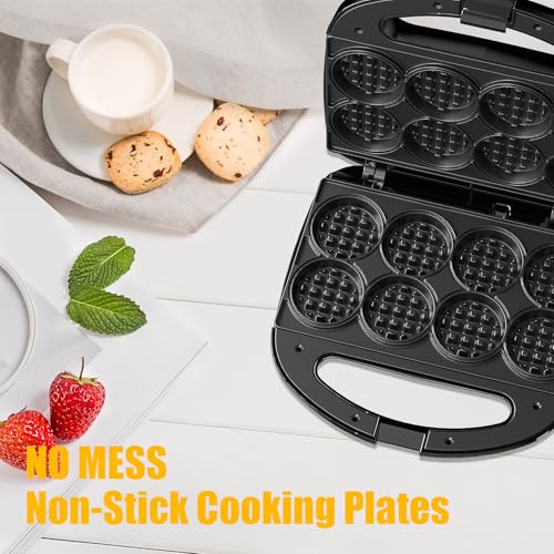 Image of OSTBA Mini Waffle Maker: 750W Powerful Heating, Cooks 8 Waffles at Once, Fast & Even Cooking, Non-Stick & Easy Clean, Compact & Portable for Family Breakfast