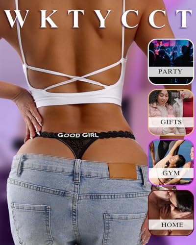Image of Sexy Underwear for Women Lace Panties Sexy Thong with Funny Rhinestone Letters for Couple Gifts