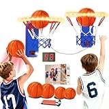 VATOS 2pcs beleuchtetes Basketballkorb Set – Mini Basketballkorb Indoor mit Bühnen/Dual Battle Modus, 4 Bällen und Auto-Anzeigetafel, Sports Spielzeug Geschenk für drinnen und draußen für Kinder Jugen
