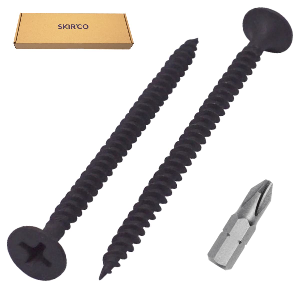SKIR'CO (300 pcs) Black Phosphate Finish 3.5 x 55 mm Drywall Screws, Fine Thread, Phillips Bugle Head - Image 2