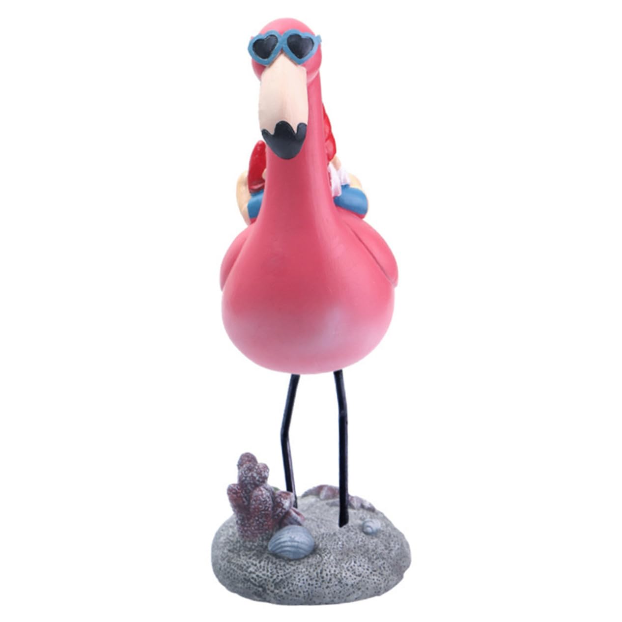Lustige Gartenzwergfigur mit Flamingo Gartendekoration Terrasse Garten Wetterfeste Kunstharz Skulptur Verspielte Gartenfigur für Außenbereich
