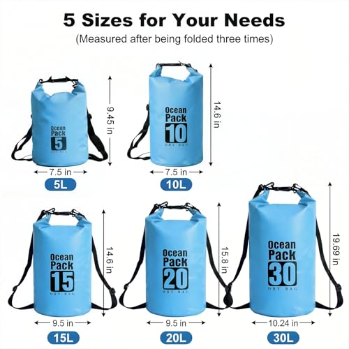 Image of Floating Waterproof Dry Bag for Kayaking Boating Paddle Boarding | 5L /10L /15L /20L /30L Lightweight Large Waterproof Backpack Keeps Gear Dry And Afloat For Hiking Camping Beach With Roll Top