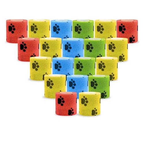 Image of Foodie Puppies 2-Inch Self-Adhesive Kinesiology Pet Bandages - (20 Rolls, Small, 1.8M Each) | Waterproof, Elastic, Breathable Wrap for Dogs, Cats, and Humans | Wound Care, First Aid, Injury Recovery