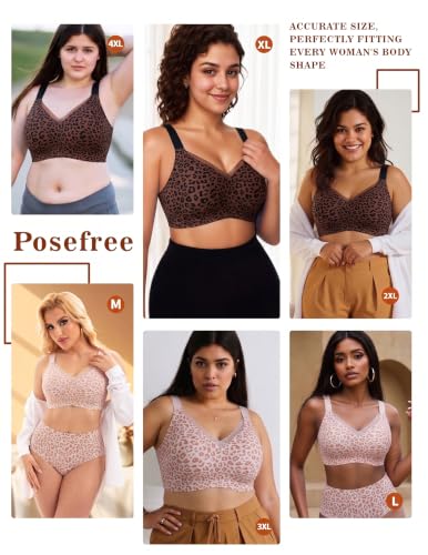 Image of PoseFree Seamless Jelly Bra Wireless Supportive V Mesh Bra for Older Women | Full Coverage,Everyday,Buttery Soft Invisible Under Tshirt Bralettes,No Underwire,Back Smoothing,Plus Size,All-Age Comfort