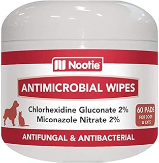 Medicated Dog Wipes by Nootie - Antifungal, Antimicrobial, & Antibacterial Wipes for Dogs - 2% Chlorhexidine Wipes with 2% Micronazole for Best Results with Cats & Dogs - USA Made Wet Wipes - 60 Pads