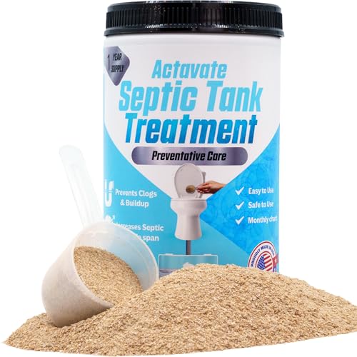 Actavate Septic Tank Treatment - 1 year supply | Eco-Friendly Solution for Clogs, Buildup, and Odor Control | Extends Septic Tank System Life | Prevents Costly Repairs - (1lb)