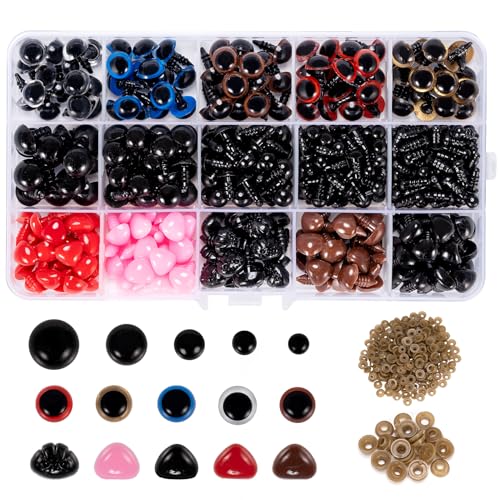 Carehabi Lot de 752 Yeux et Nez de sécurité avec rondelles pour Amigurumi Crochet Poupées Artisanales Animaux en Peluche et Ours en Peluche (6-14mm)