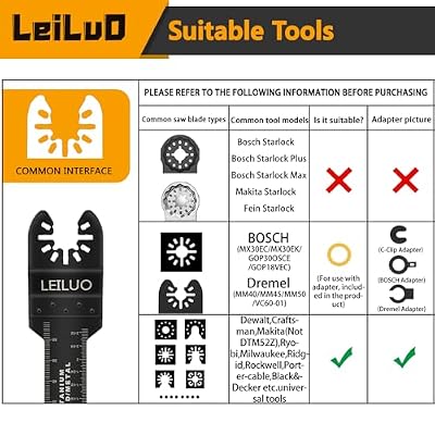 LEILUO 32 Pcs Multitool Blade Kit for Wood Nails Japanese Tooth Oscillating Saw Blades Titanium Oscillating Tool Blade with Storage Bag Compatible with DeWalt Dremel Makita and More