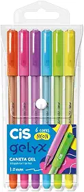 Caneta Gel – CiS Gelyx – Estojo com 6 unidades – Neon