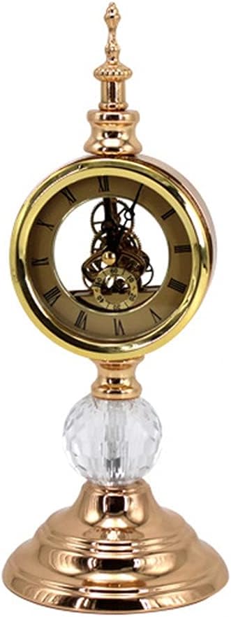 FMURY European Retro Table Clock Home Decoration Office Living Room Desk Clock Metal Mute Desk Watch Vintage Clocks