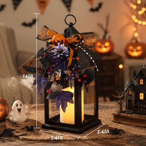 Image of Halloween Lanterns Decorative Indoor, 14 inch Black Outdoor Lantern, 1 Pack
