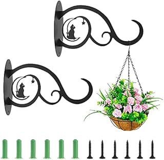 Wall Hook Hanging Plant Bracket 2 Pack Iron Bird Feeders Hook Hander for Flower Baskets, Feeders,Street Lights, Corridor Lights, Candle Holders,for Indoor Outdoor Festival Decoration (Cat)