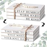 3 Piece Decorative Books Set White Home Decor Coffee Table Decor Rustic Stacked Decorative Books Stacked Books for Home Coffee Tables Shelves Stack Farmhouse Decor (Retro Style)