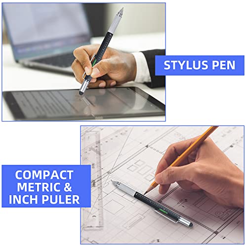 6 In 1 Multitool Pen Construction Tool,Stylus,Ruler,Screwdriver,Level, Include 6 Refills,Stocking Stuffers For Men,Christmas Gifts For Men Dad, Including Gifts Box And Bowknot #TOP4