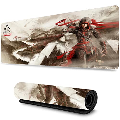 ゲーミングマウスパッドインク風景画アニメマウスパッドヒロイン暗殺者ゲーミング大型マウスパッド、キーボードとマウス用の拡張デスクマットデスクパッド、L-Large(300X800MM)